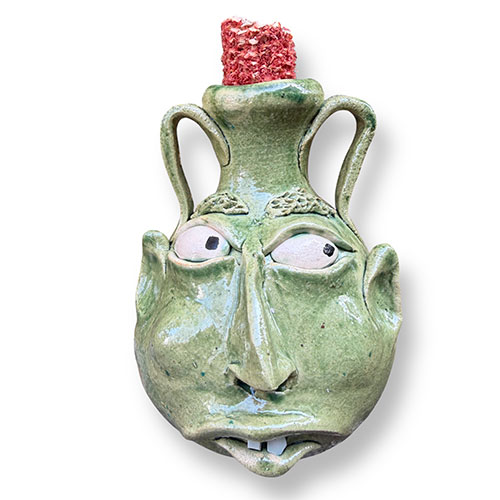 Wayne Hewell 5.5" Green Face Jug w/Handles